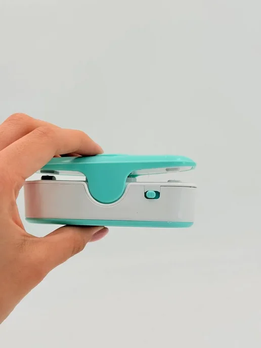 Лем0806 Мини запайщик пакетов 2 в 1 с резаком USB кухонный, голубой, фото 8
