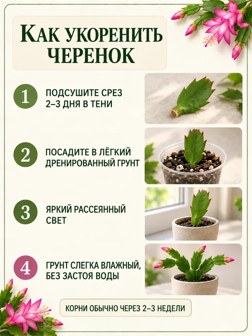 Декабрист Шлюмбергера Черенок, зеленый, фото 6