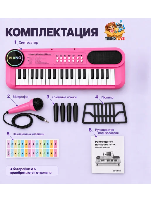 TrendToys Музыкальная игрушка синтезатор, черный, фото 6