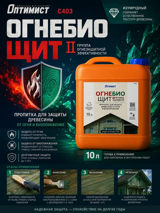 Огнебиозащита для древесины, пропитка антисептик, 10 л, 10 л, фото 3
