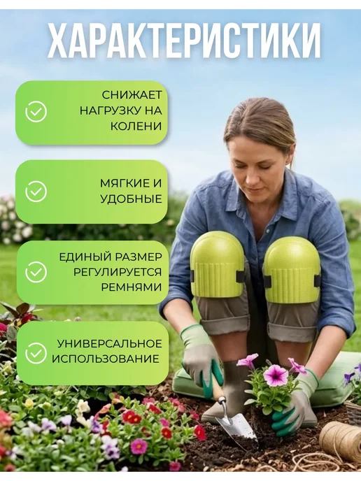 Наколенники садовые на резинке 17х17см, черный, фото 2