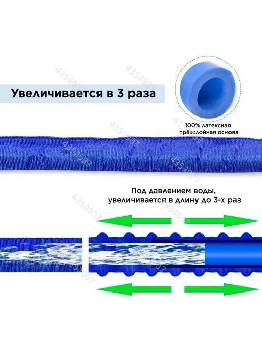 Растягивающийся поливочный шланг 30 м, латекс, 30 м, фото 6
