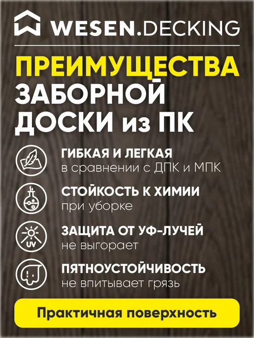 Заборная доска полимерная 110х20х1000 мм,Снежно-белый, 1 шт, 20x1000 мм, 1 шт, фото 3