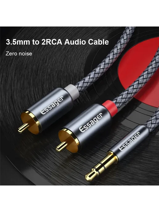RCA AUX кабель 3.5мм jack – 2 RCA стерео Y-сплиттер, 3м, 3 м, фото 2