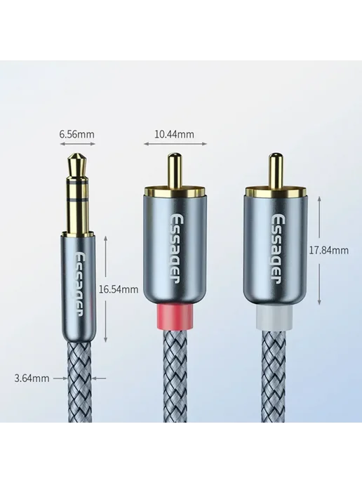 RCA AUX кабель 3.5мм jack – 2 RCA стерео Y-сплиттер, 3м, 3 м, фото 8