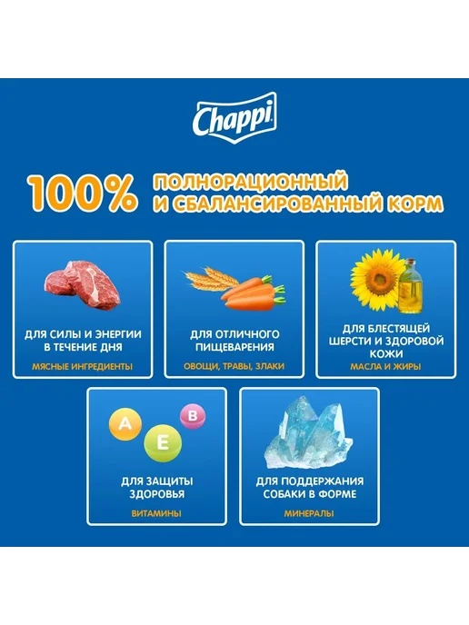 Сухой корм CHAPPI Сытный для собак, мясо, 2,5 кг, фото 3