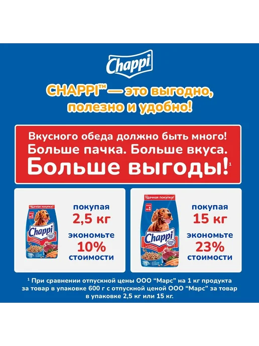 Сухой корм CHAPPI Сытный для собак, мясо, 2,5 кг, фото 8