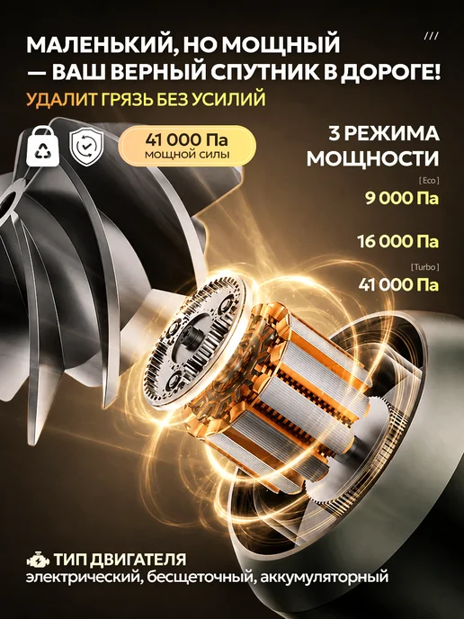 Oqqi Пылесос для автомобиля, черный, фото 4