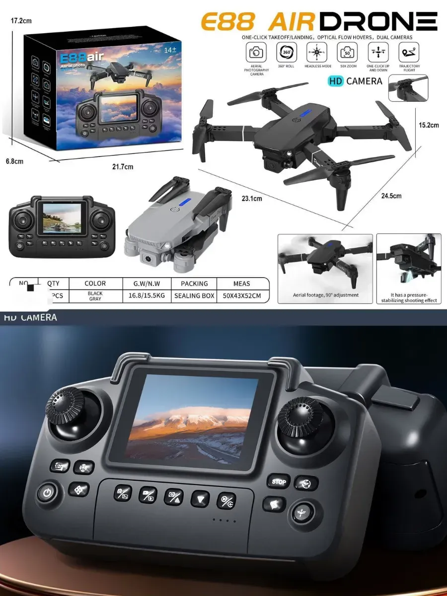 Copters Квадрокоптер E88 Air Drone с HD-камерой и пультом управления
