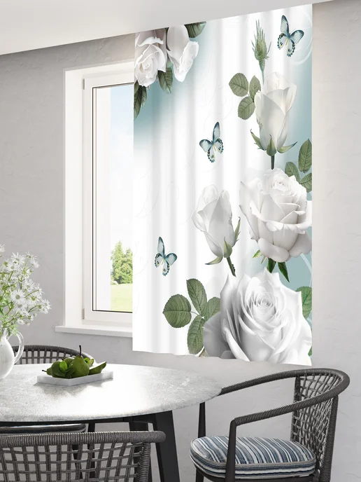 Homepick Фотоштора короткая на кухню, 1 шт 145х160 см, Розы, 145x160 см, 1 шт, фото 3