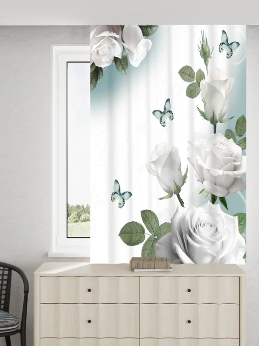 Homepick Фотоштора короткая на кухню, 1 шт 145х160 см, Розы, 145x160 см, 1 шт, фото 4