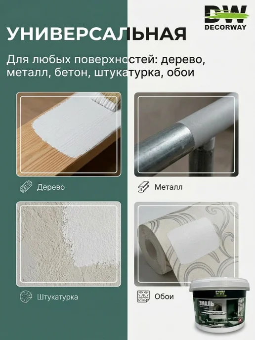 DECORWAY Эмаль акриловая матовая белая быстросохнущая 2,5кг, 2,5 кг, фото 2