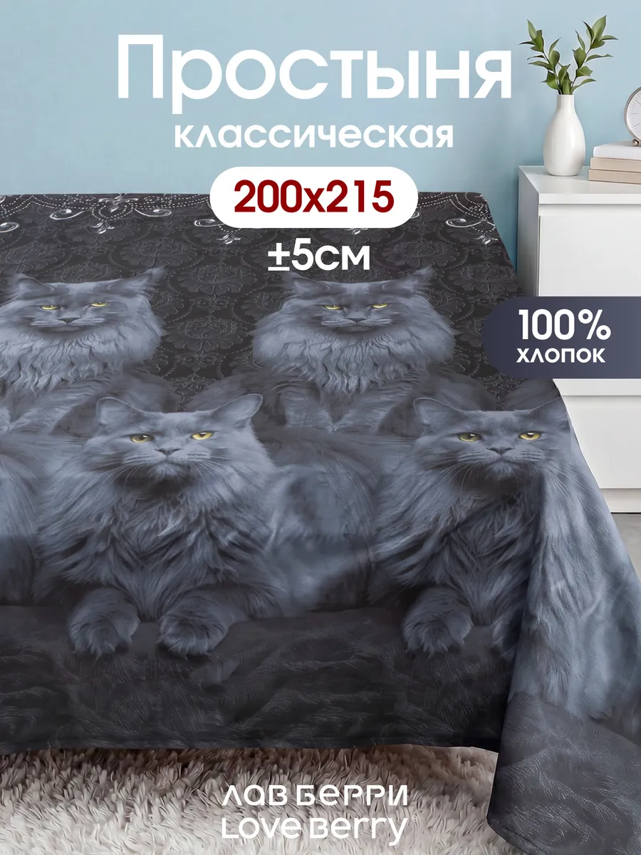 Простыня 200х220 классическая 100% хлопок Евро семейный бязь