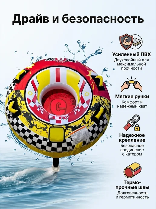 Водная ватрушка - WGW буксируемый баллон, красный, фото 6
