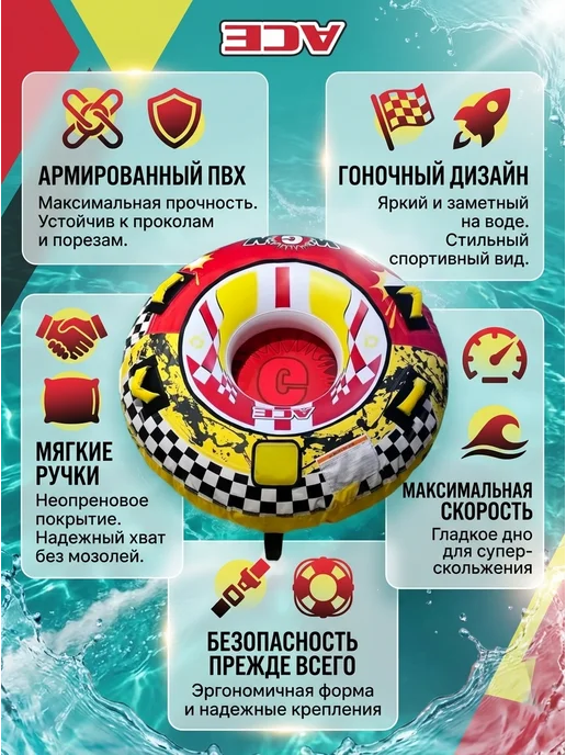 Водная ватрушка - WGW буксируемый баллон, красный, фото 8