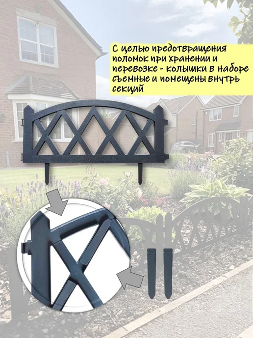 ГарденПласт Декоративный садовый забор MODERN, серый, фото 4