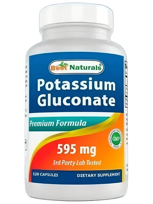 Best Naturals Глюконат калия 595 мг 120 таб, 170 мл, фото 5