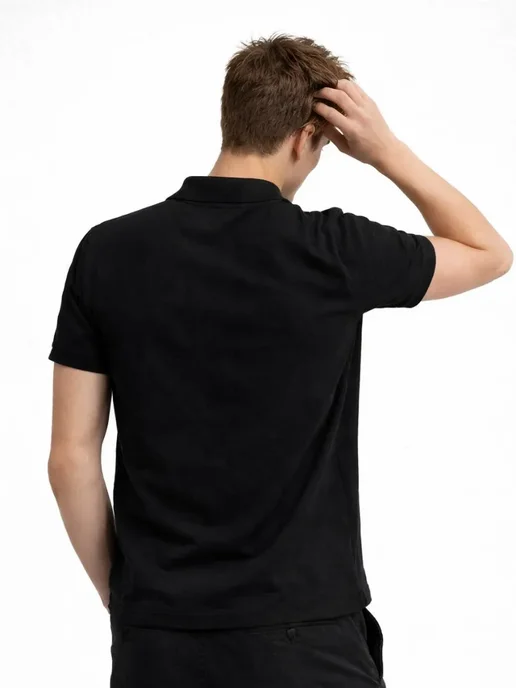 lacoste Поло Лакост с вышивкой крокодил, черный, фото 5