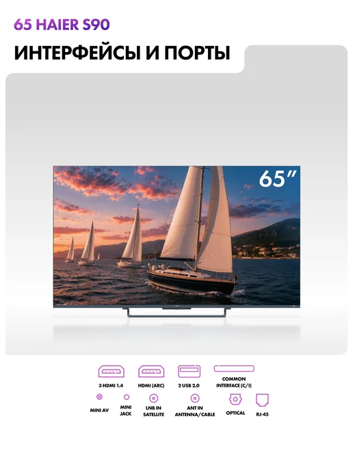 Haier Телевизор 65 HQLED S90, 4K UHD, серый, фото 4