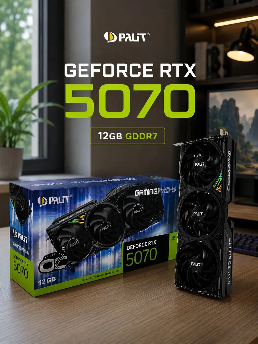 Видеокарта RTX 5070 GamingPro-S OC 12 ГБ Palit 1099440093 купить в интернет‑магазине Wildberries