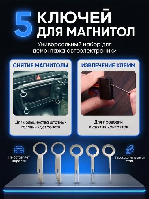 ARS Набор съемников для снятия клипс и обшивки авто 19 шт, 19 шт, фото 4
