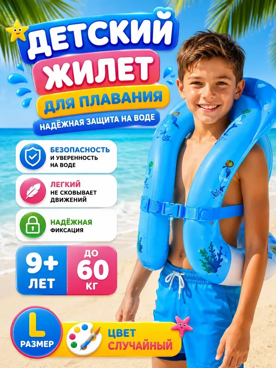 Надувной жилет для подростков и взрослых размер L для моря