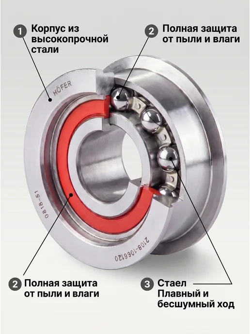 HOFER Комплект грм ваз 2114, Гранта, Калина, Приора 8 кл с роликом, вариант, фото 4