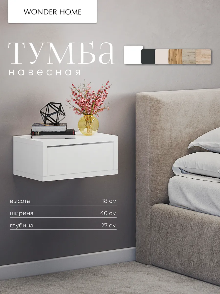 Тумба навесная 1 ящик , белый — купить в Волгоград
