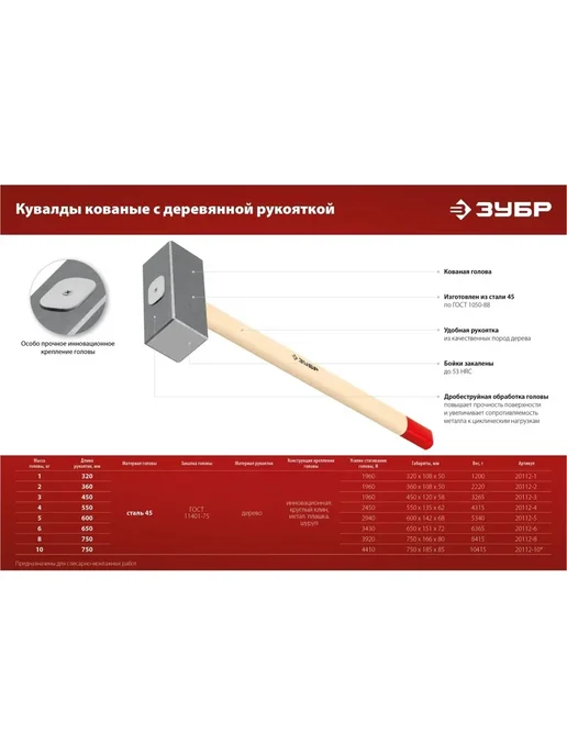 Кувалда 5 кг с деревянной ручкой для строительных работ, 5 кг, фото 8