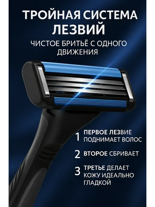BigMix1 Бритвенный набор для мужчин с кассетами, черный, фото 2