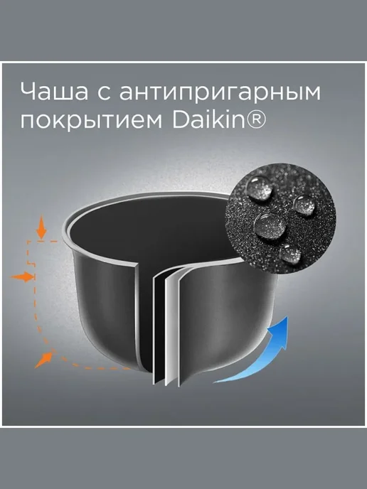 REDMOND Мультиварка RMC-M25, 5 литров мультиповар чаша, черный, фото 4