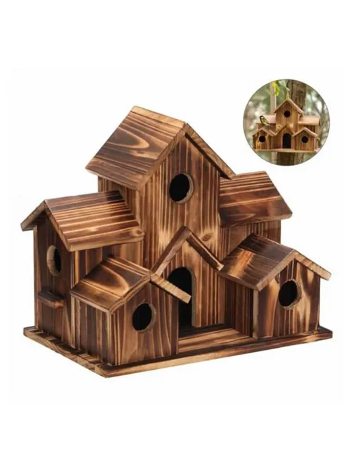 Скворечник 5-луночный деревянный 20х14х15 см, 20x14x15 см, фото 8