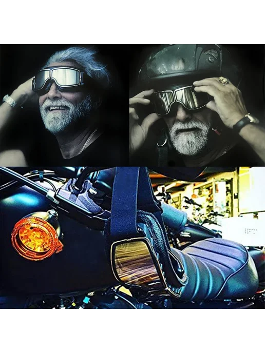 evomosa Мотоциклетные очки винтажные Smoke Lens, черный, фото 7