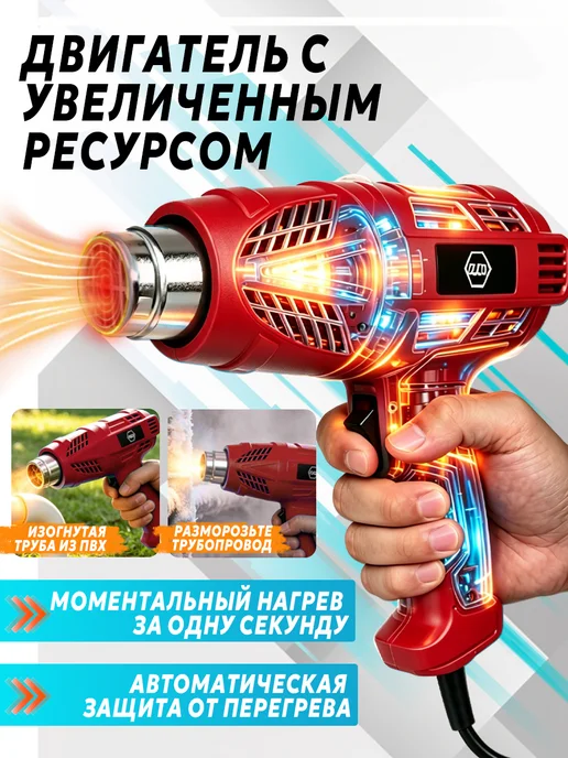 OUOU POWER TOOLS Фен строительный с регулировкой температуры электрический, вариант, фото 8