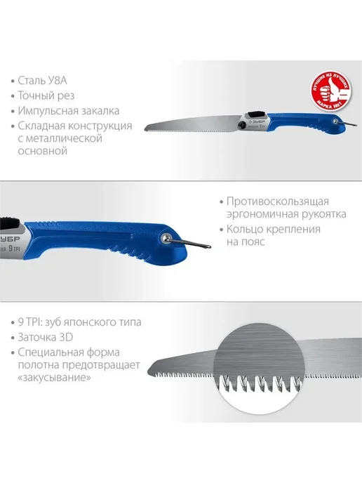 Ножовка по дереву 205 мм складная ручная пила для сада дачи, вариант, фото 4