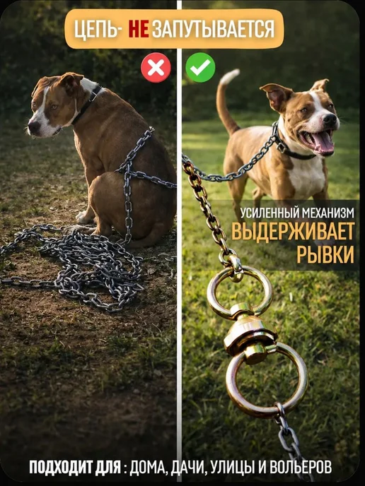 Вертлюг для собак большой, универсальный карабин, желтый, фото 2