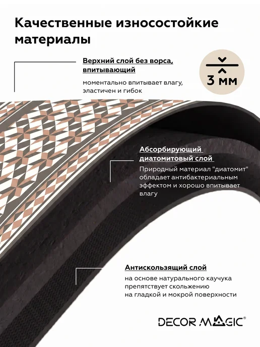 DECOR MAGIC Коврик для ванной 50х80 диатомитовый RUBBER CORFU, 50x80, фото 3