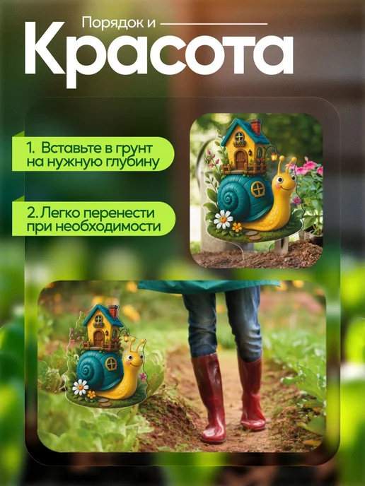 WoW! Эффект! Садовая фигурка, топпер Улитка с домиком розовая, голубой, фото 4