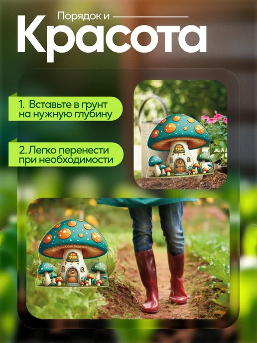 WoW! Эффект! Садовая фигурка, топпер Домик грибочек голубой, голубой, фото 4