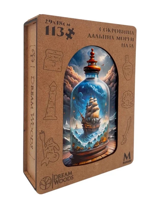 Dream Woods Деревянный пазл Сокровища Дальних Морей M для взрослых, коричневый
