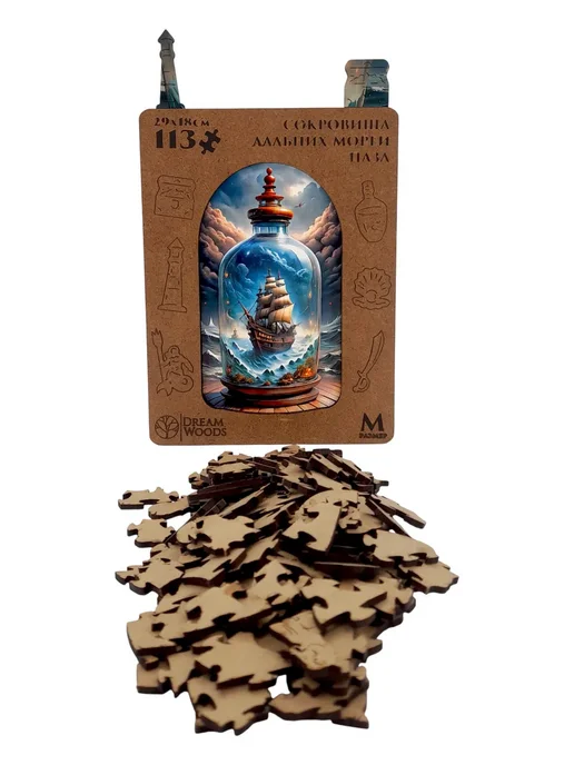 Dream Woods Деревянный пазл Сокровища Дальних Морей M для взрослых, коричневый, фото 3