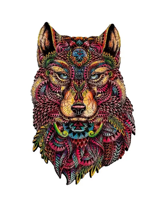 Dream Woods Фигурный деревянный пазл ВОЛК для детей и взрослых, коричневый, фото 2
