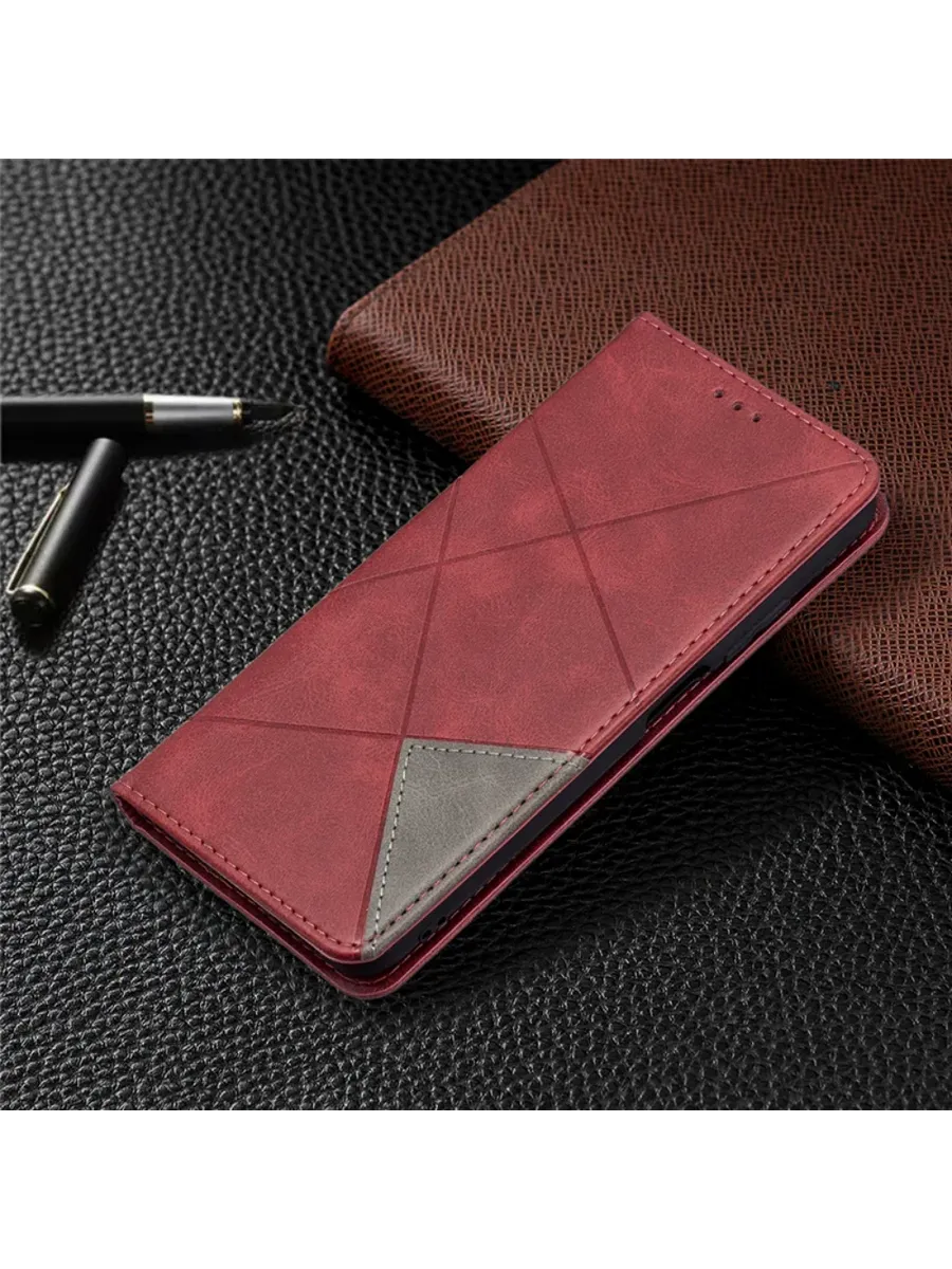 Кожаный чехол-книжка Nokia 5.3 бордовый с карманами
