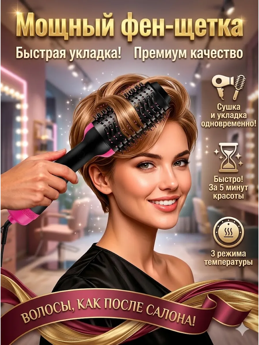 Фен-щетка для укладки коротких волос