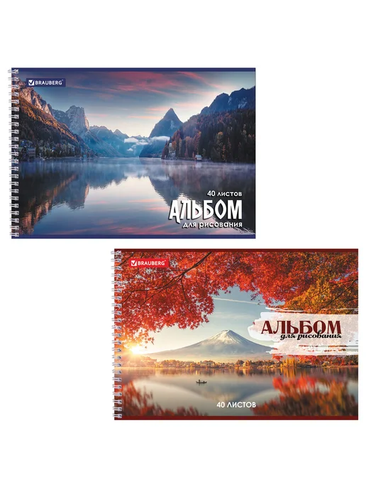 Альбом для рисования, 2шт, 40 л, обложка картон, BRAUBERG, 2 шт, 40 л, фото 2