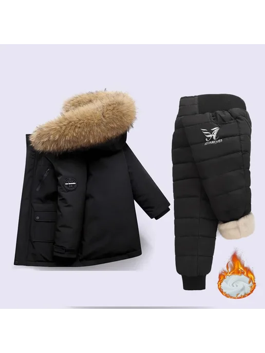 XJYIYUANLC Зимние Пуховые комплекты-30 °, утепленная женская куртка с к, черный