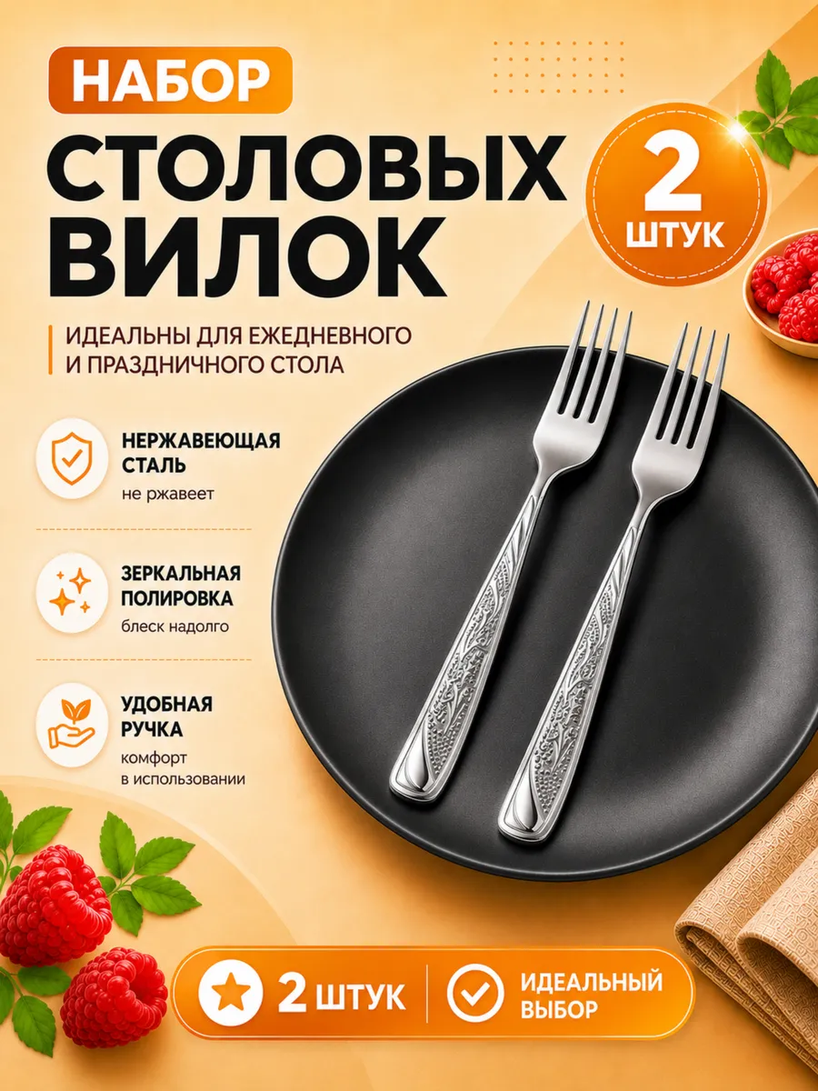 Вилки столовые набор 2 шт из нержавеющей стали