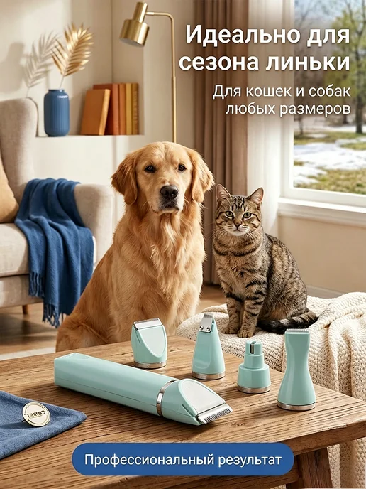 Машинка для стрижки собак и кошек профессиональная мощная, зеленый, фото 2