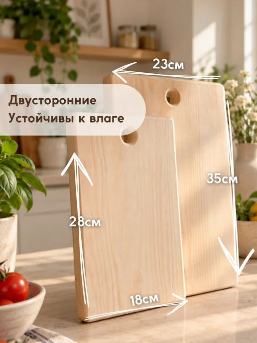 Доска разделочная деревянная набор 35х23 и 28х18, 35x23, фото 2