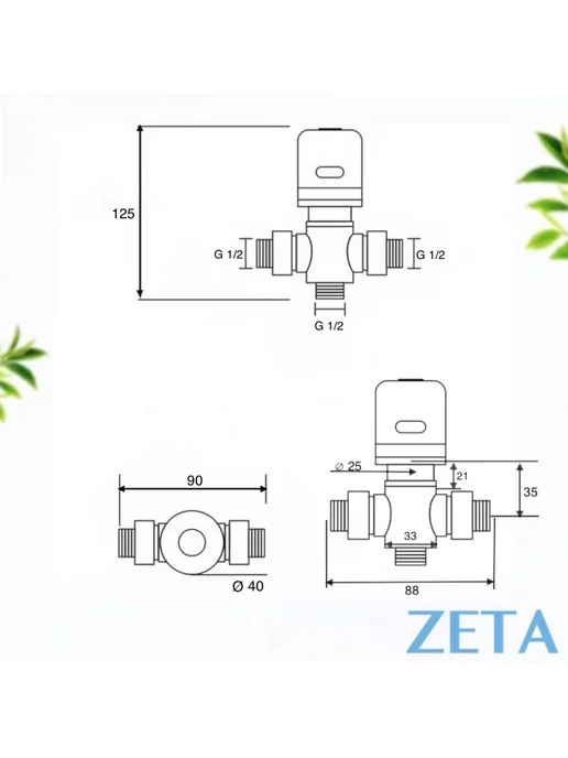 Смеситель термостатический ZETA BR-0623, вариант, фото 6